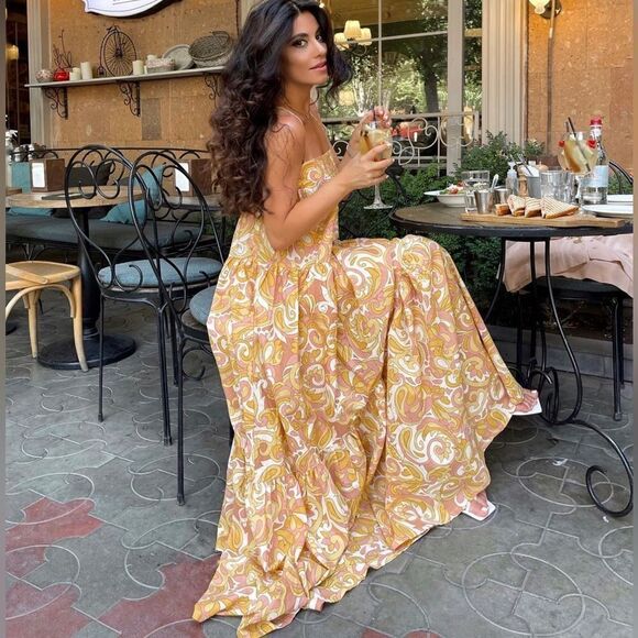 Mango Dresses & Skirts - Mango Voluminous Maxi Ruffled Printed Dress